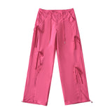 Ladies Bow Strap Overalls Drawstring