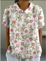 Women's Loose Printed Crew Neck Top
