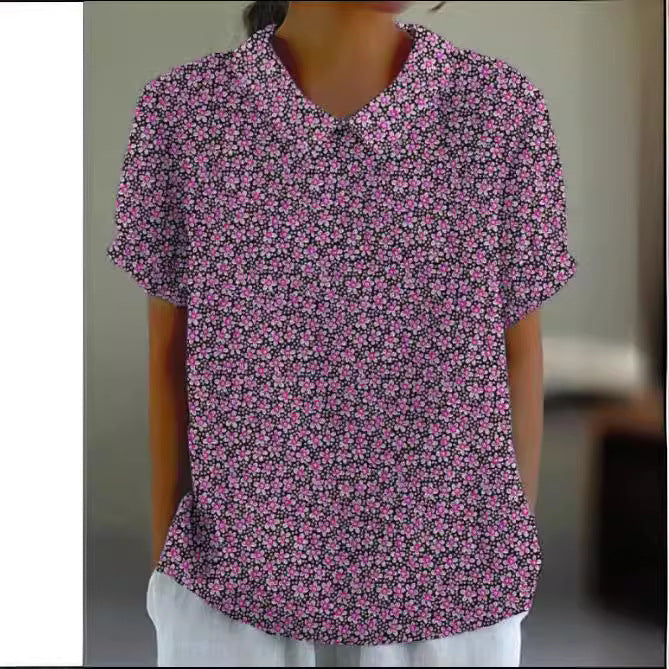 Women's Loose Printed Crew Neck Top