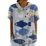 Women's Loose Printed Crew Neck Top