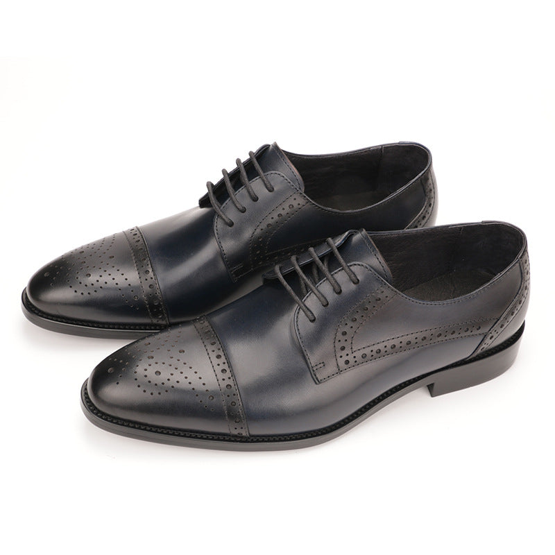 Men's Leather Shoes Brogue Engraved Business Suit