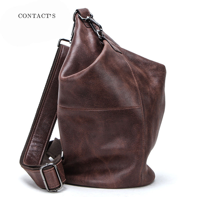 Black angel fashion trend leather men's Messenger bag multi-function casual street tide bag men's bag cross-border generation