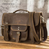 Black angel retro crazy mad horse leather casual men's bag