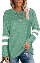 Cross-border long-sleeved stitching round neck casual printed T-shirt top