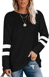 Cross-border long-sleeved stitching round neck casual printed T-shirt top