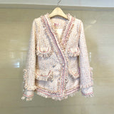 Spot fragrant coat woven thick flowers Malls V-neck women's clothing
