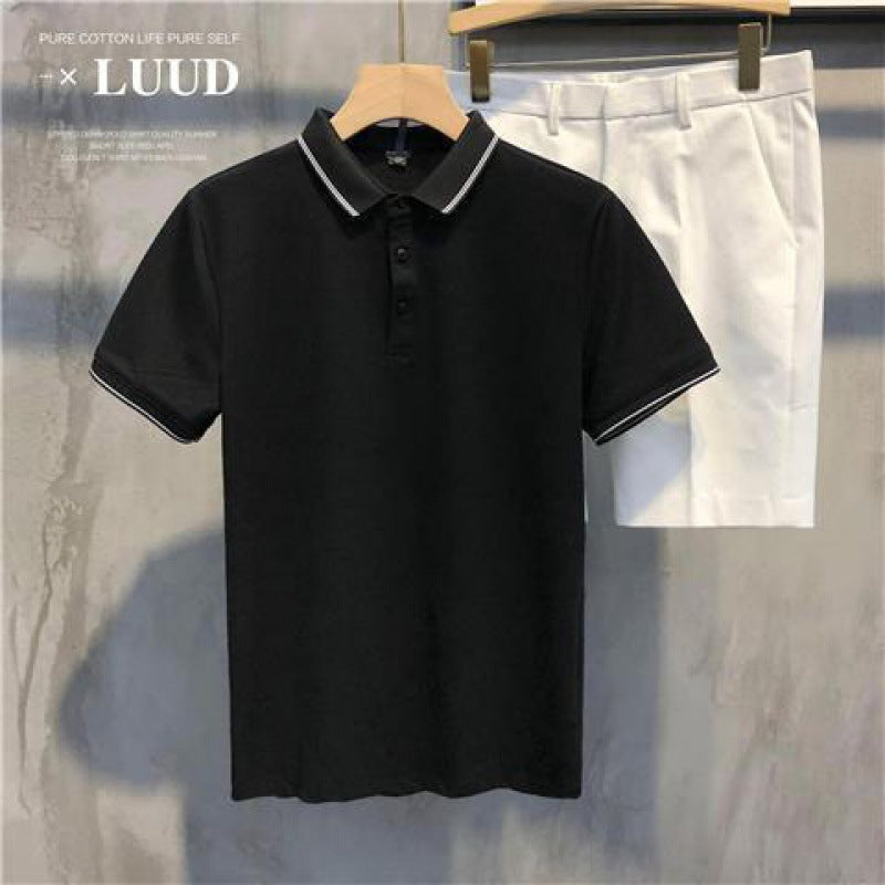 Summer ice silk lapel short-sleeved Cotton T-shirt