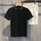 Summer ice silk lapel short-sleeved Cotton T-shirt
