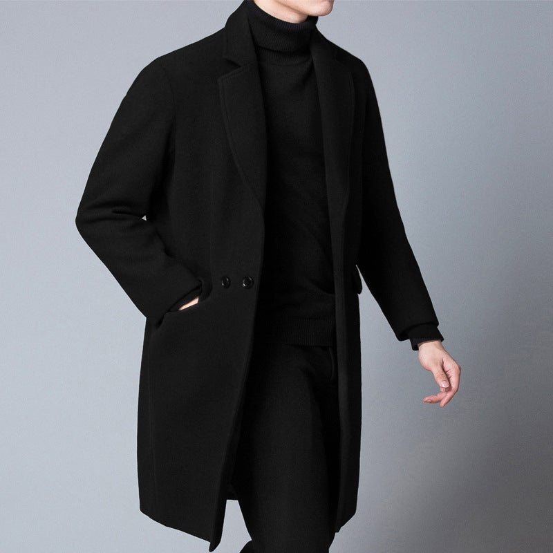 Autumn and winter plus fluffy medium long slim woolen coat