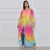 Gradient Autumn Chiffon Long Dress