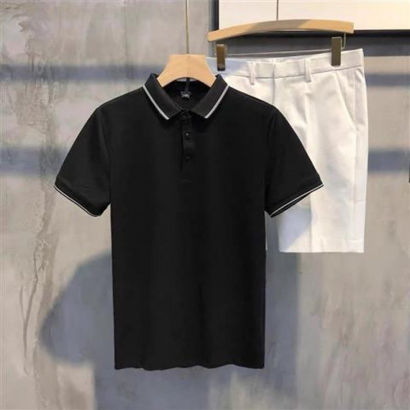 Summer ice silk lapel short-sleeved Cotton T-shirt