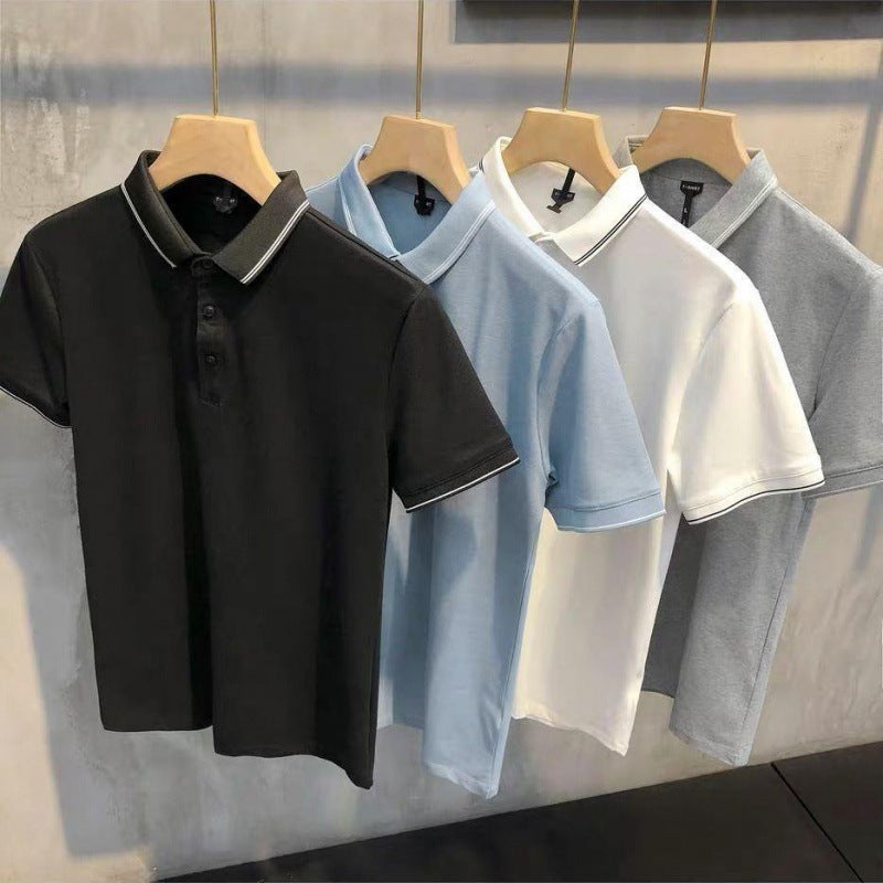 Summer ice silk lapel short-sleeved Cotton T-shirt