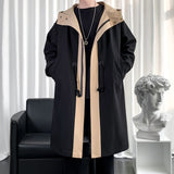 Autumn And Winter New Long Windbreaker Korean fashion Men's Hooded Coat