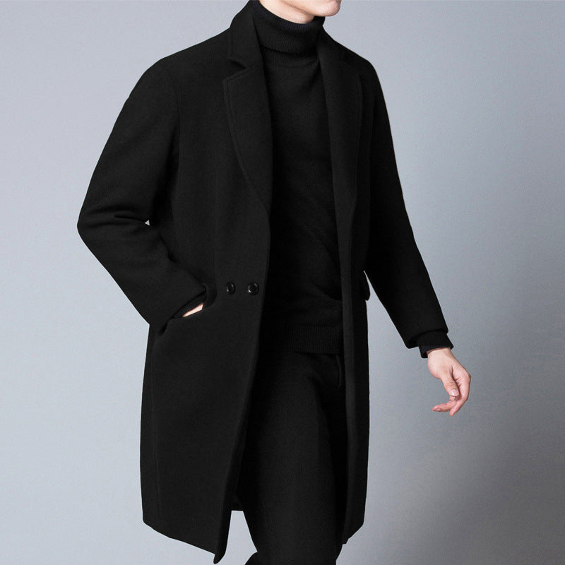 Autumn and winter plus fluffy medium long slim woolen coat