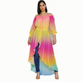 Gradient Autumn Chiffon Long Dress