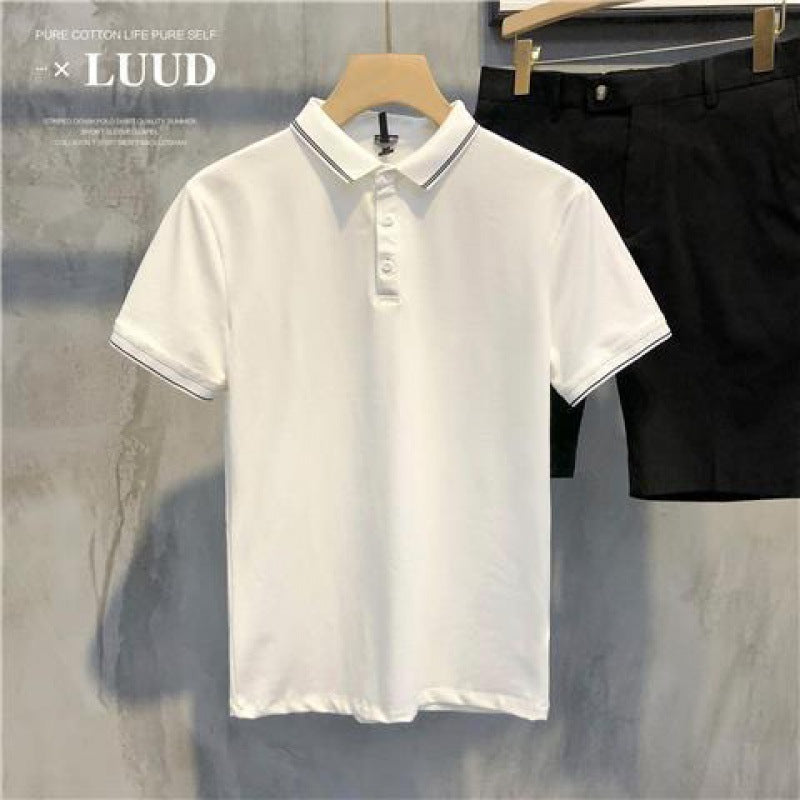 Summer ice silk lapel short-sleeved Cotton T-shirt