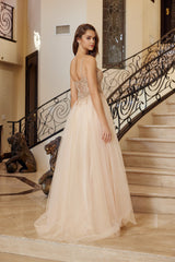 Romantic Beads Embellished Long Prom Dress w/ Corset Bodice & Voluminous Skirt NXF1726