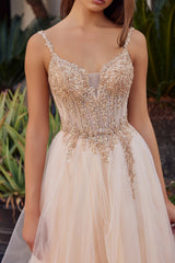 Romantic Beads Embellished Long Prom Dress w/ Corset Bodice & Voluminous Skirt NXF1726