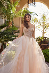 Romantic Beads Embellished Long Prom Dress w/ Corset Bodice & Voluminous Skirt NXF1726