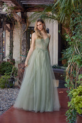 Romantic Beads Embellished Long Prom Dress w/ Corset Bodice & Voluminous Skirt NXF1726
