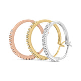 14K Tri-Toned Gold 1/3 Cttw Diamond Triple Hoop Earrings (I-J Color, I2-I3 Clarity) - 22 MM