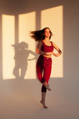 Women's Lyocell/Wool Sports Bra - Burgundy (Cream Thread)