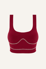 Women's Lyocell/Wool Sports Bra - Burgundy (Cream Thread)