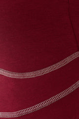 Women's Lyocell/Wool Sports Bra - Burgundy (Cream Thread)