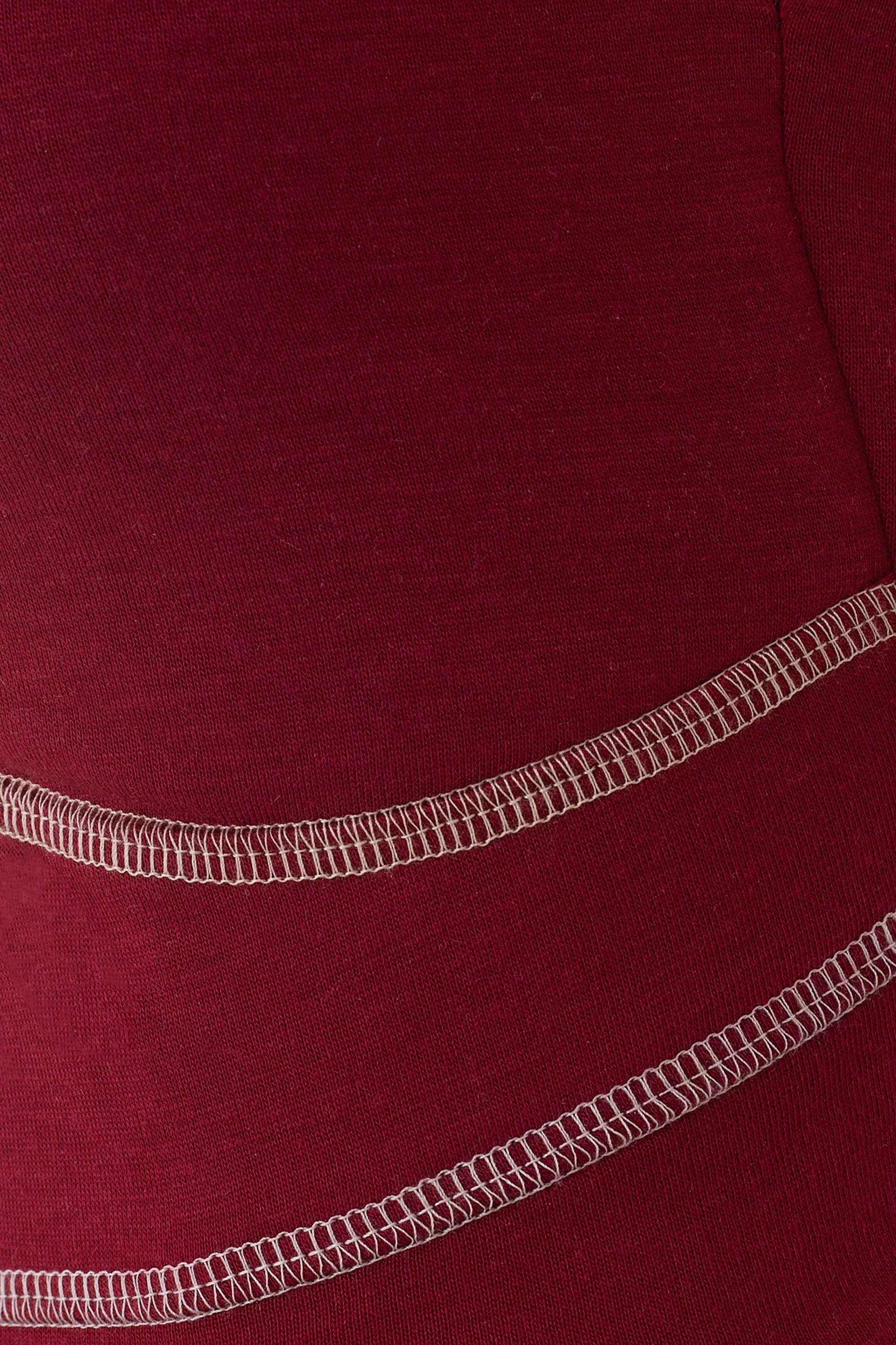 Women's Lyocell/Wool Sports Bra - Burgundy (Cream Thread)-3
