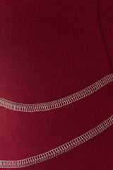 Women's Lyocell/Wool Sports Bra - Burgundy (Cream Thread)-3