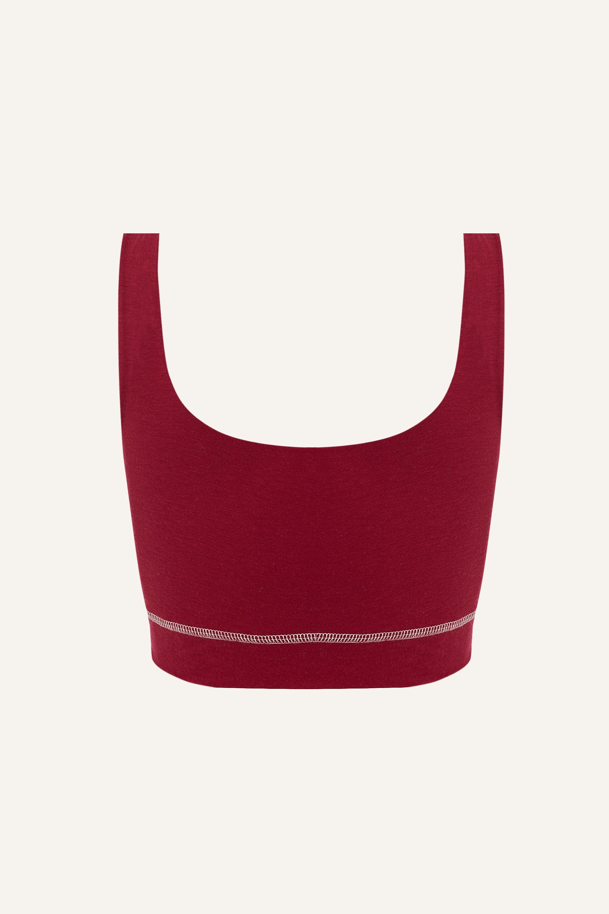 Women's Lyocell/Wool Sports Bra - Burgundy (Cream Thread)
