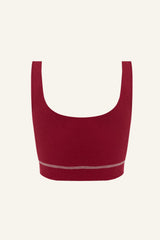 Women's Lyocell/Wool Sports Bra - Burgundy (Cream Thread)-2