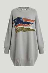 Flag Embroidered Long Sleeve Pullover Baggy Coat