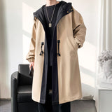Autumn And Winter New Long Windbreaker Korean fashion Men's Hooded Coat