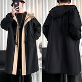 Autumn And Winter New Long Windbreaker Korean fashion Men's Hooded Coat